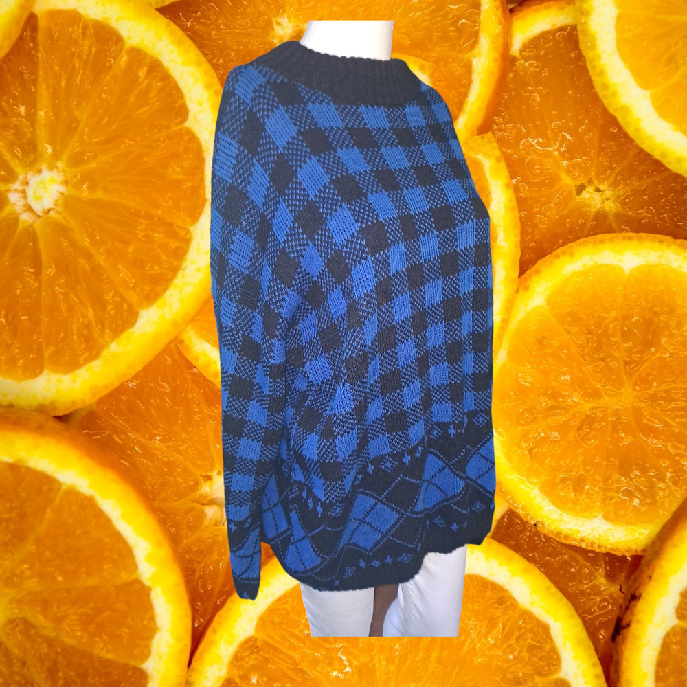 Vintage Classic‎ Essential Blue and Black  Check Argyle Sweater Size 18W